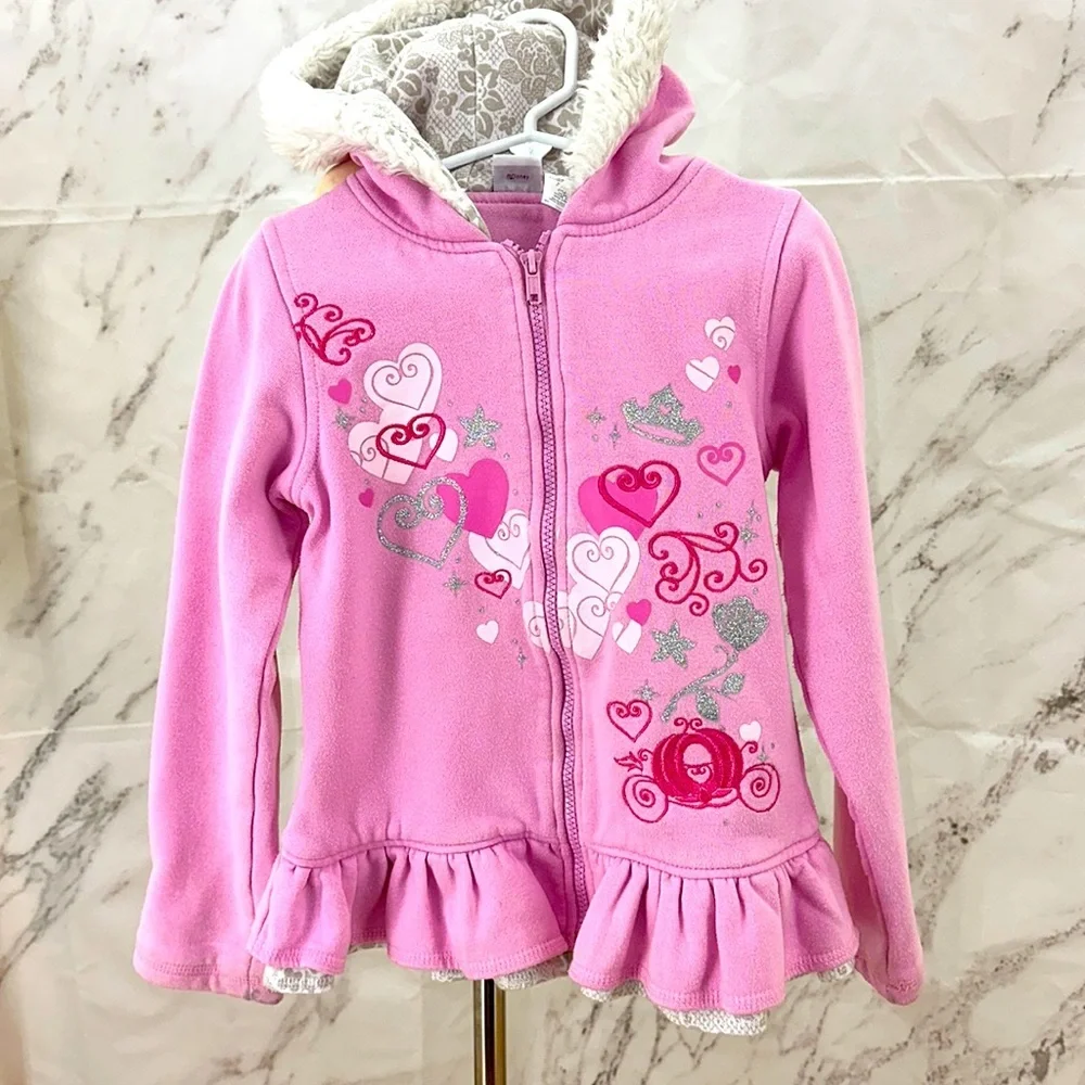 Disney True Princess Embroidered Lined‎ zip Hoodie girls 7/8